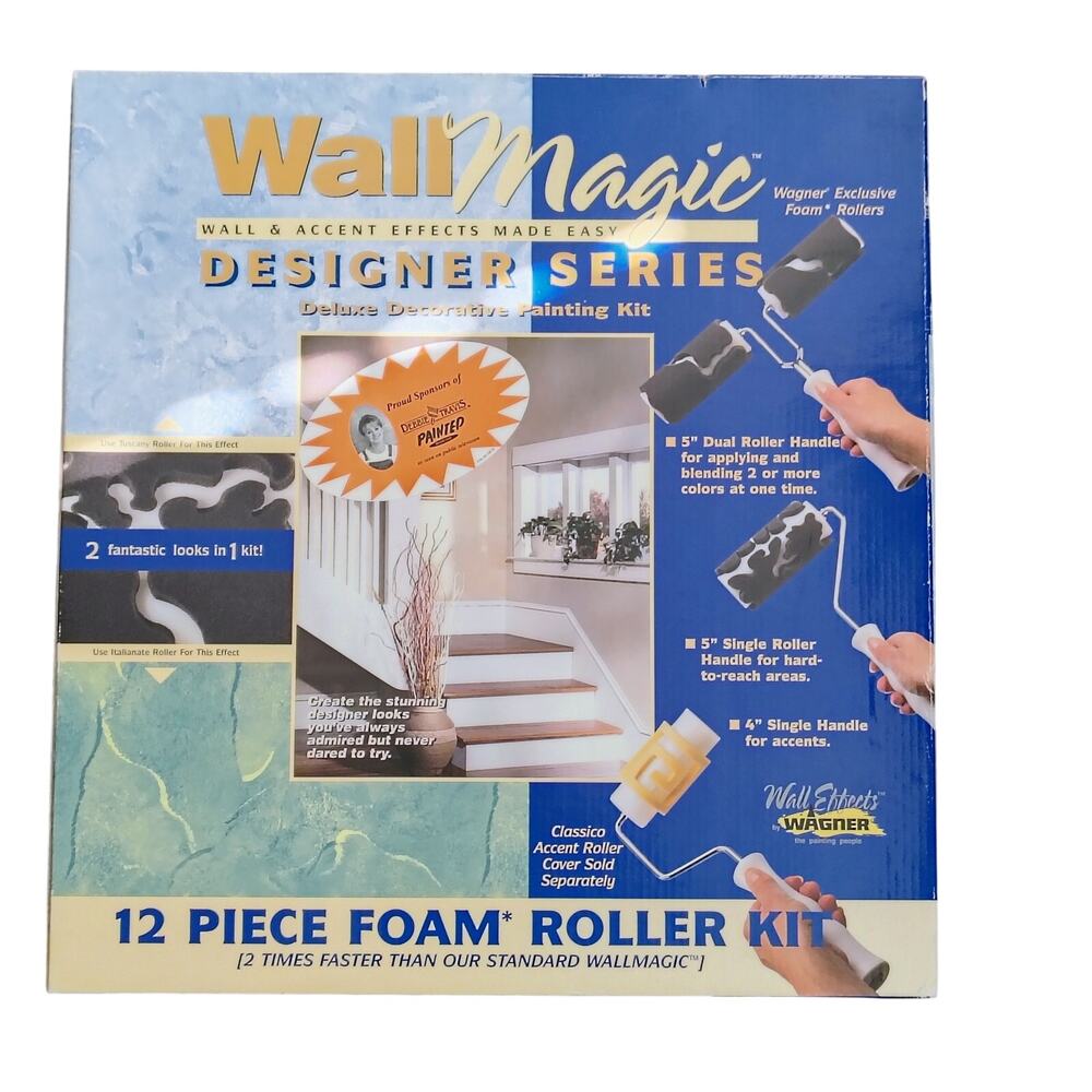 Wall Magic Designer Series 12 Piece Foam Dual Roller Kit NEW Open Box NO VHS